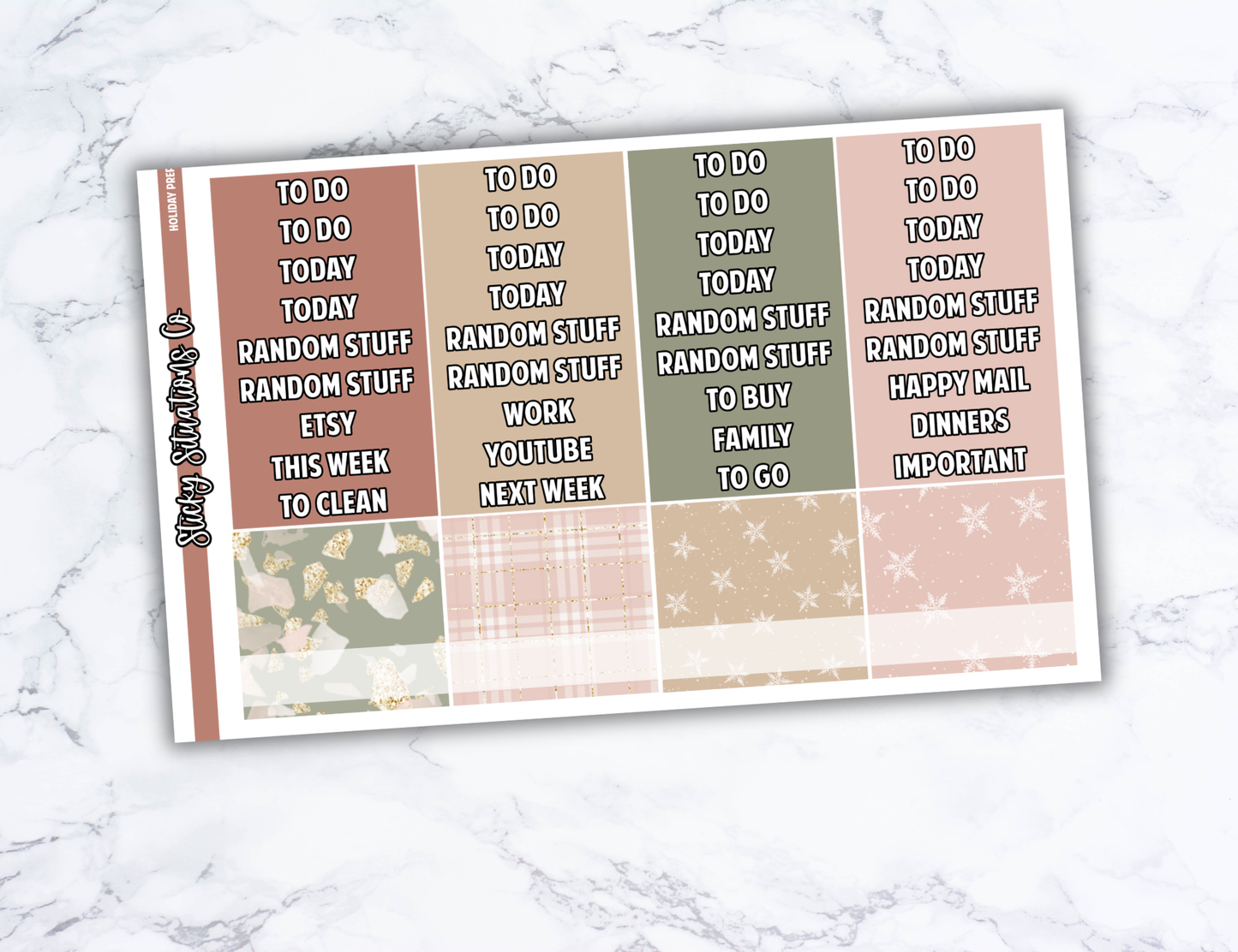 Holiday Prep Full Vertical Planner Sticker Kit – Cozy & Cool Matte Stickers for Weekly Layouts | Perfect for Christmas Planning