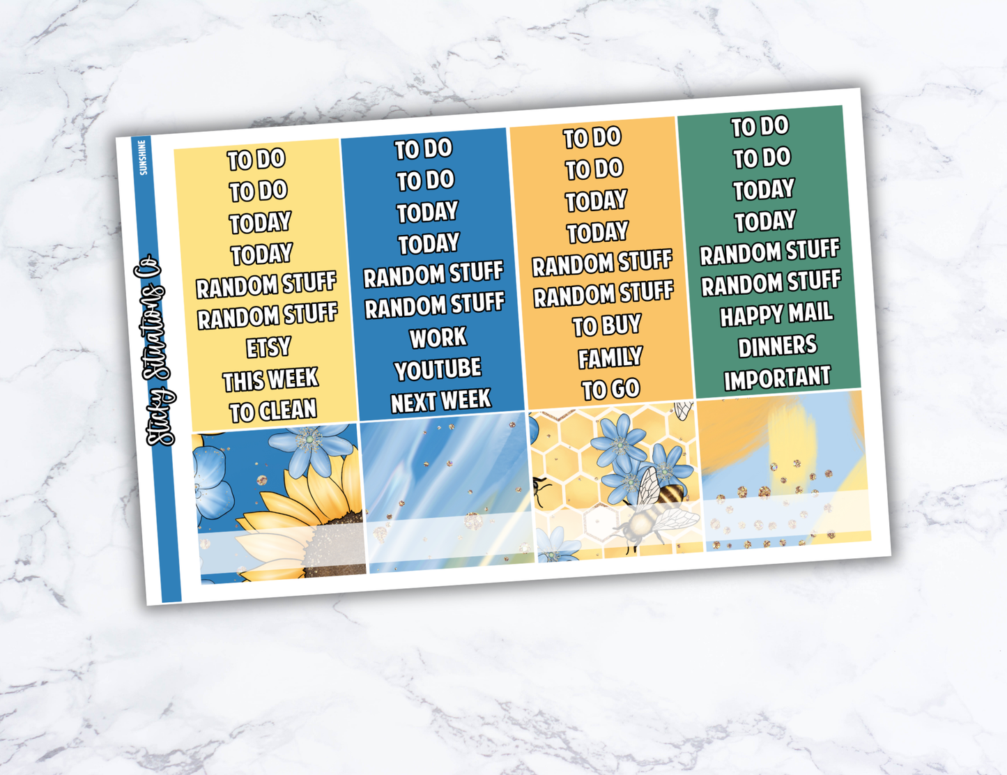 Sunshine Full Vertical Planner Sticker Kit – Fun and Bright Matte Stickers for Weekly Layouts | Perfect for Summer Planning