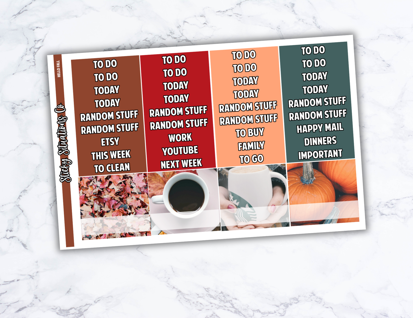 Hello Fall Full Vertical Planner Sticker Kit – Fun and Bright Matte Stickers for Weekly Layouts | Perfect for Fall Planning