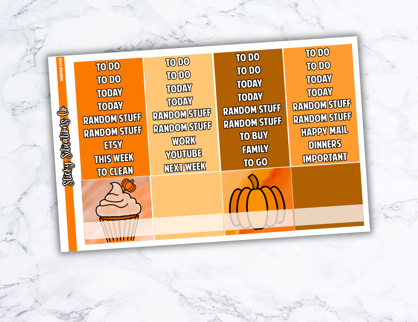 Pumpkin Spice Full Vertical Planner Sticker Kit – Fun and Bright Matte Stickers for Weekly Layouts | Perfect for Fall Planning