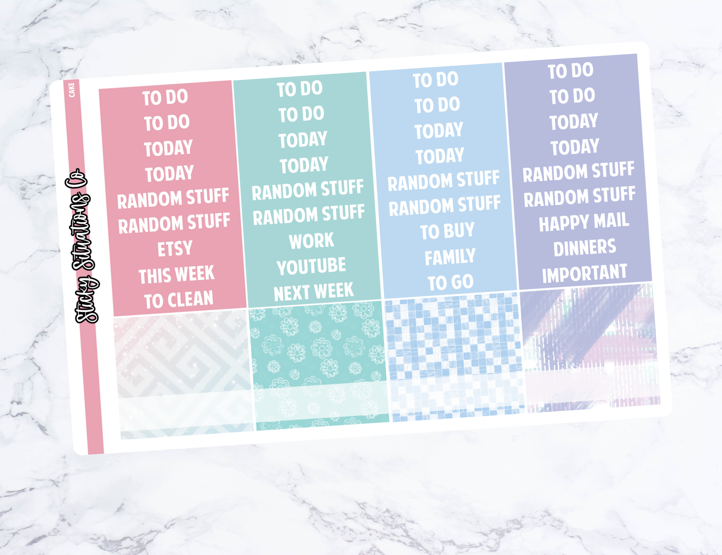 Cake Mini Vertical Planner Sticker Kit – Fun Matte Stickers for Weekly Layouts | Perfect for Every Day Planning