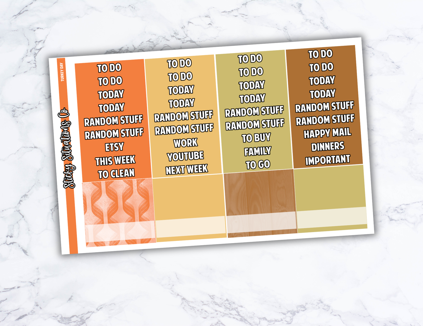 Turkey Day Full Vertical Planner Sticker Kit – Fun and Bright Matte Stickers for Weekly Layouts | Perfect for Thanksgiving Planning