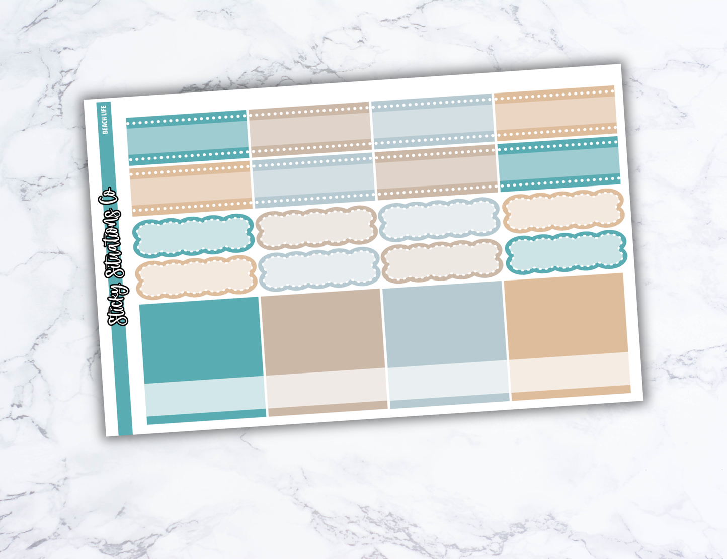 Beach Life Full Vertical Planner Sticker Kit – Fun and Bright Matte Stickers for Weekly Layouts | Perfect for Summer Planning