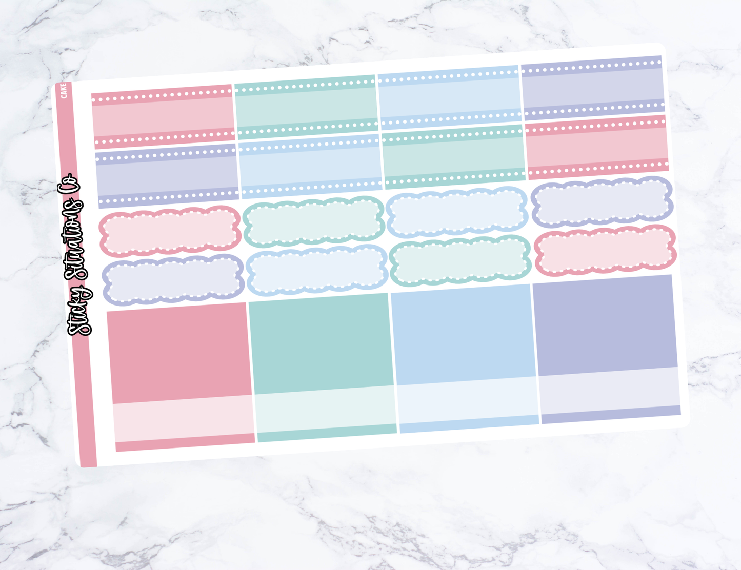 Cake Mini Vertical Planner Sticker Kit – Fun Matte Stickers for Weekly Layouts | Perfect for Every Day Planning