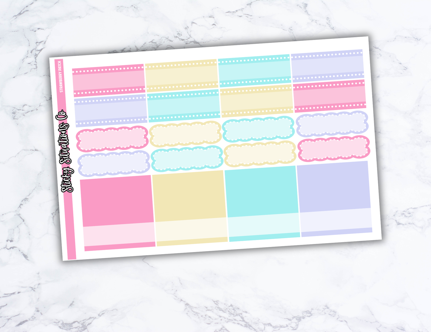 Strawberry Patch Full Vertical Planner Sticker Kit – Fun and Bright Matte Stickers for Weekly Layouts | Perfect for Summer Planning