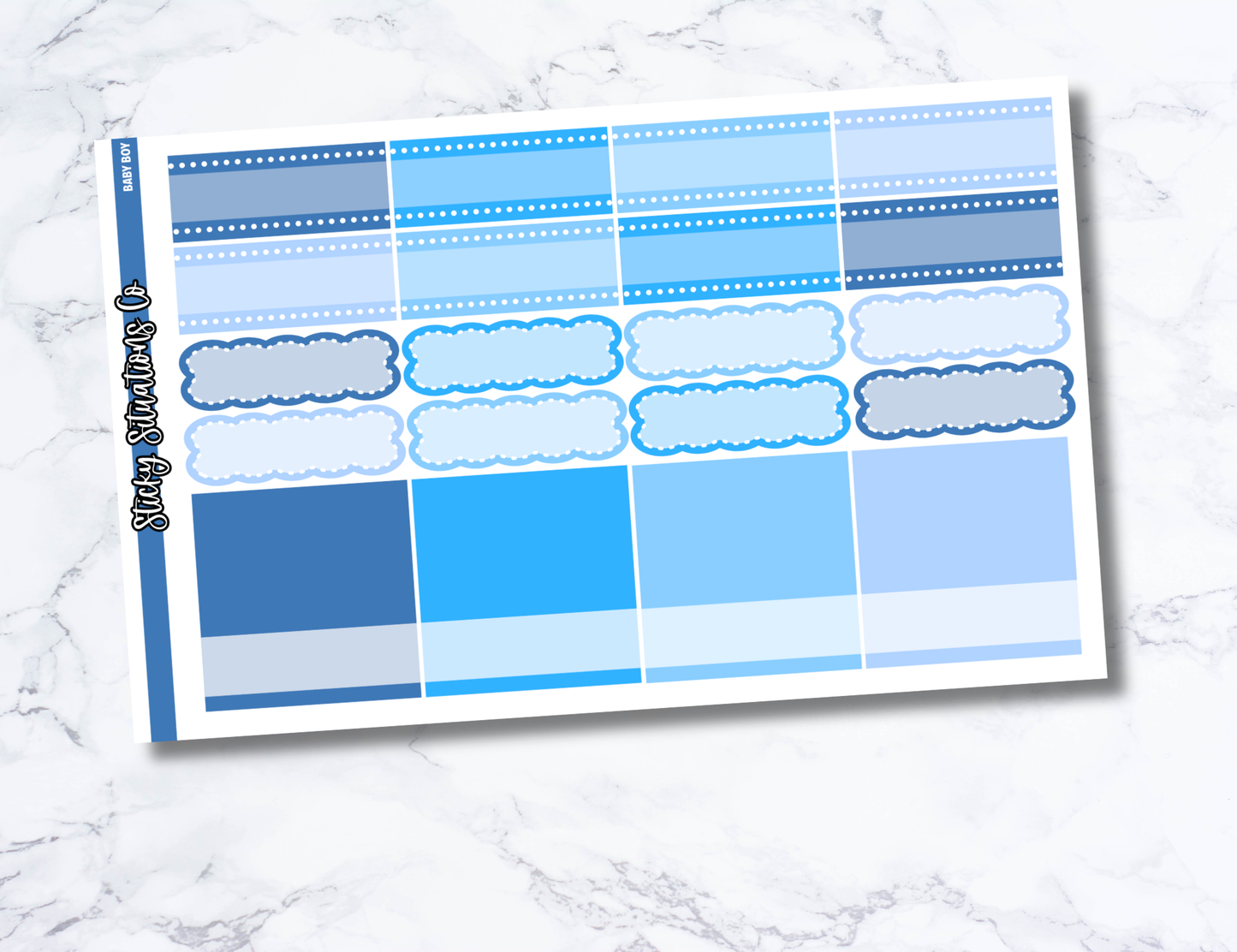 Baby Boy Full Vertical Planner Sticker Kit – Fun Matte Stickers for Weekly Layouts | Perfect for Baby Planning