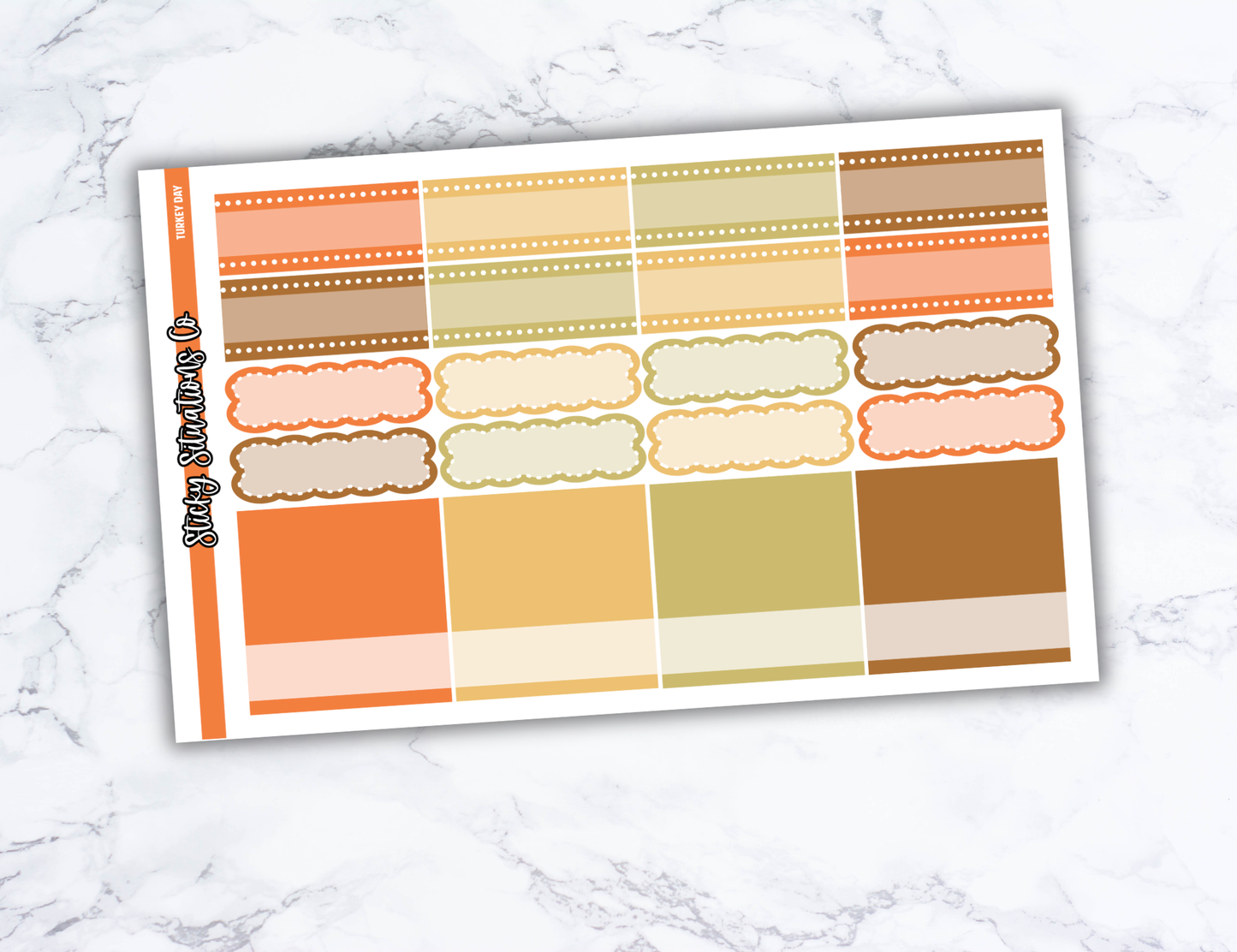 Turkey Day Full Vertical Planner Sticker Kit – Fun and Bright Matte Stickers for Weekly Layouts | Perfect for Thanksgiving Planning