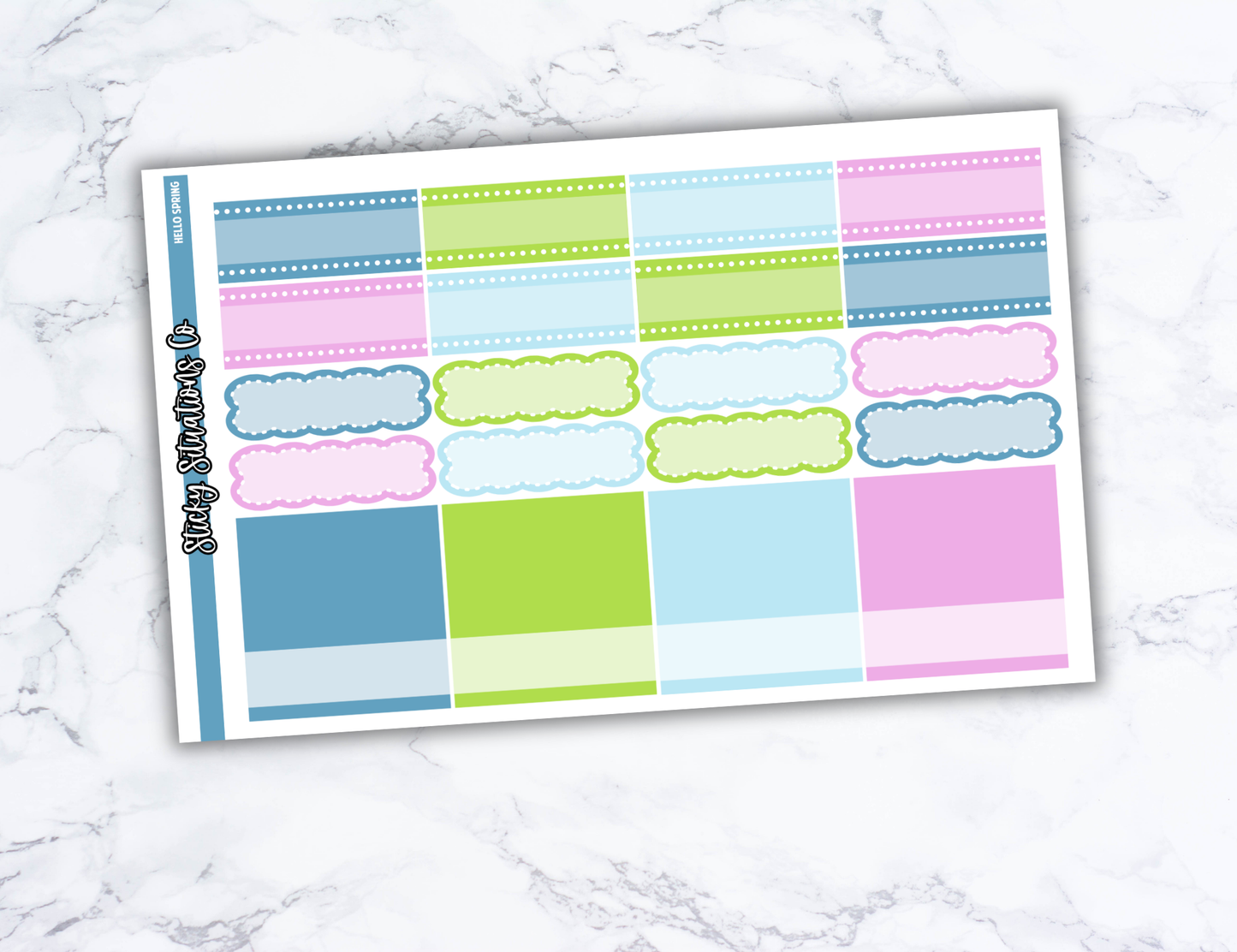 Hello Spring Full Vertical Planner Sticker Kit – Fun and Bright Matte Stickers for Weekly Layouts | Perfect for Spring Planning