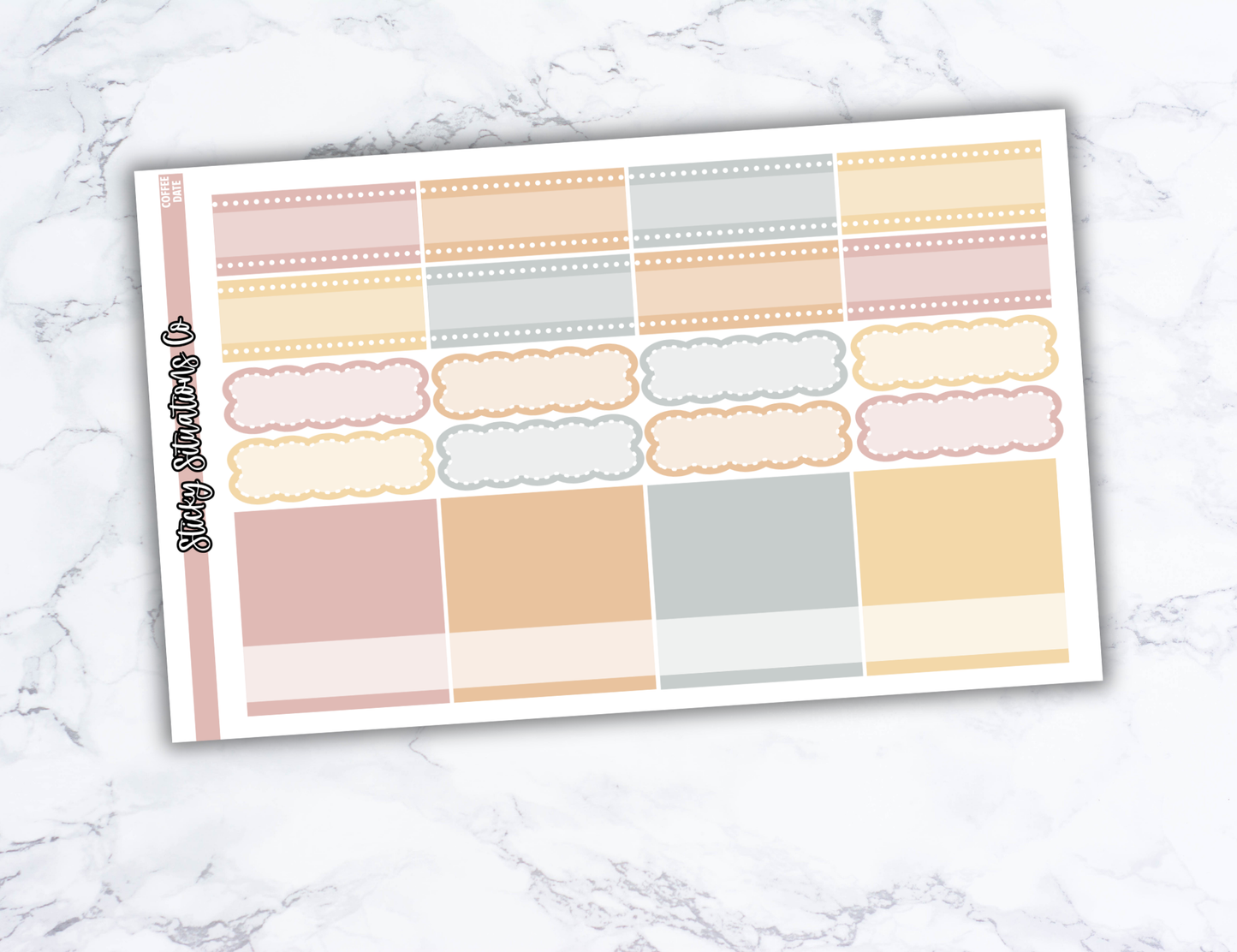 Coffee Date Full Vertical Planner Sticker Kit – Fun and Bright Matte Stickers for Weekly Layouts | Perfect for Every Day Planning