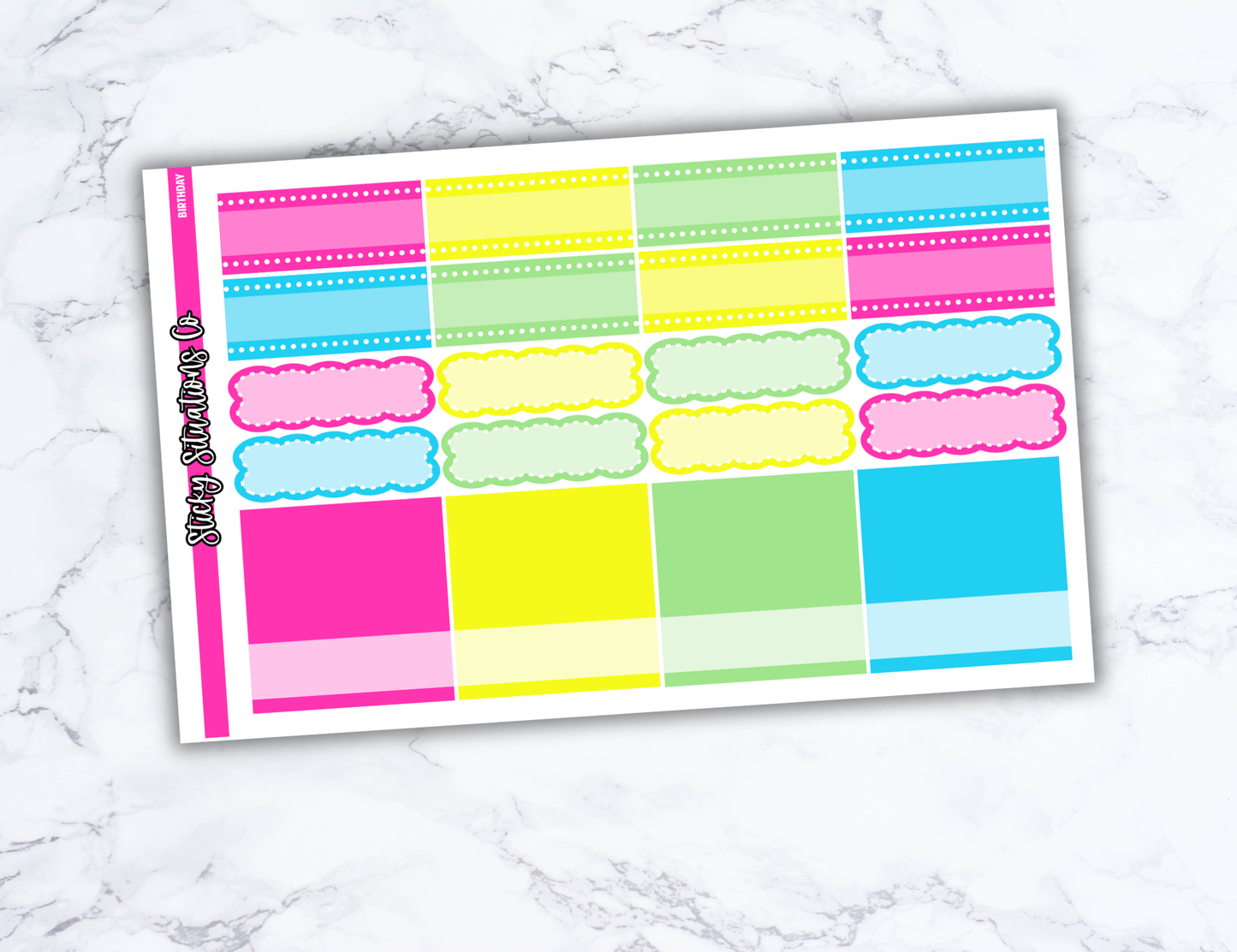 Birthday Full Vertical Planner Sticker Kit – Fun and Bright Matte Stickers for Weekly Layouts | Perfect for Birthday Planning