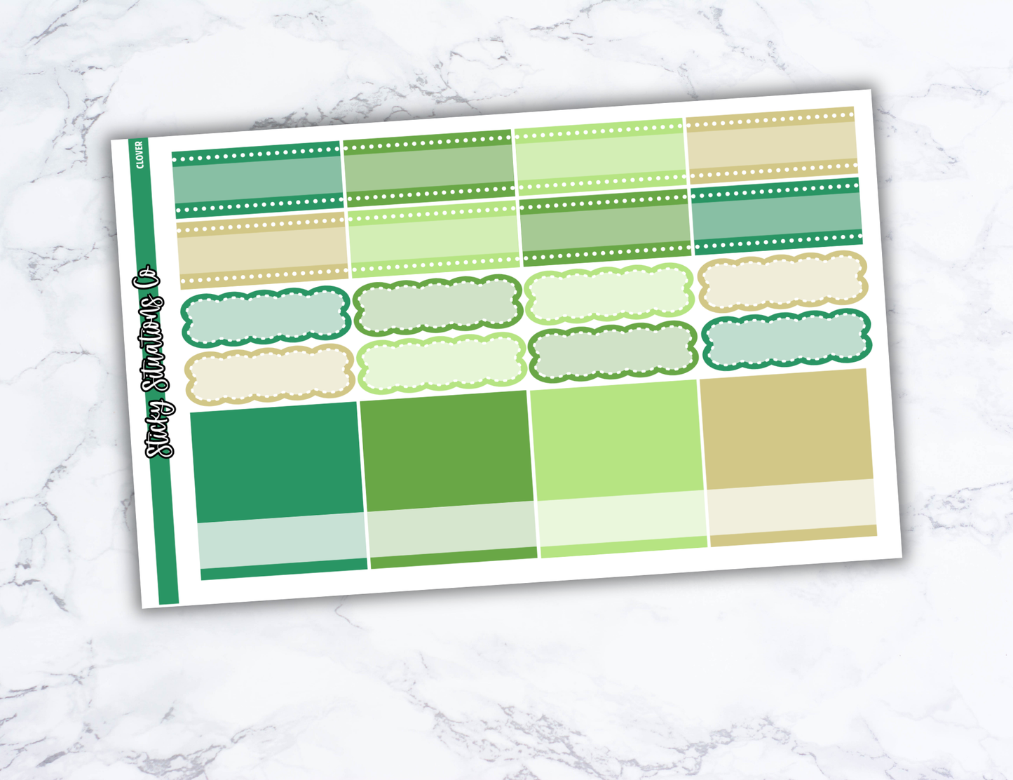 Clover Full Vertical Planner Sticker Kit – Fun and Bright Matte Stickers for Weekly Layouts | Perfect for St. Patrick's Day Planning