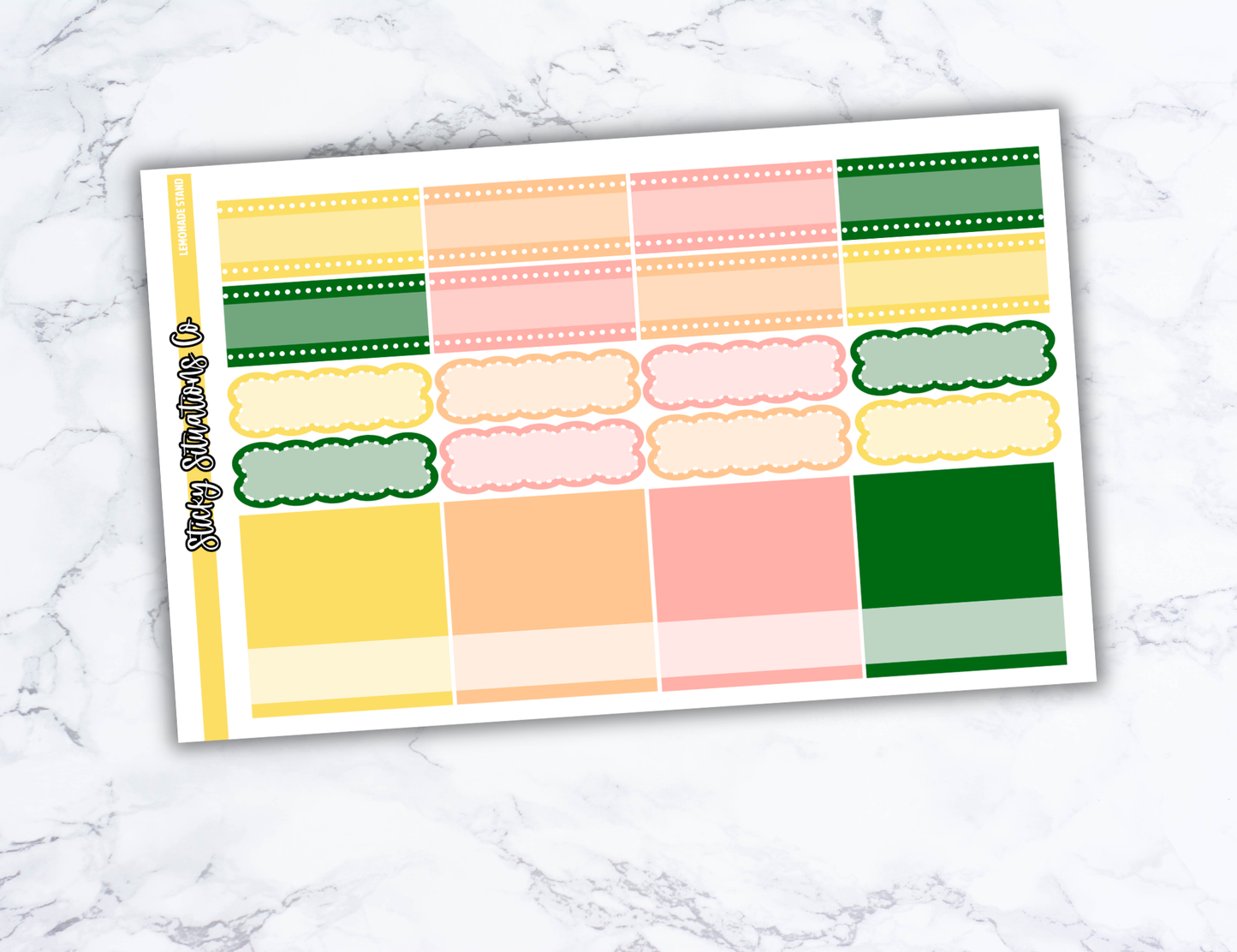 Lemonade Stand Full Vertical Planner Sticker Kit – Fun and Bright Matte Stickers for Weekly Layouts | Perfect for Summer Planning