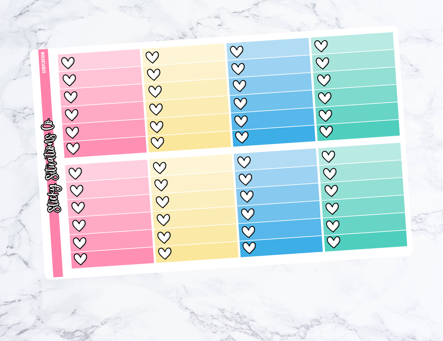 Staycation Full Vertical Planner Sticker Kit – Fun and Bright Matte Stickers for Weekly Layouts | Perfect for Every Day Planning