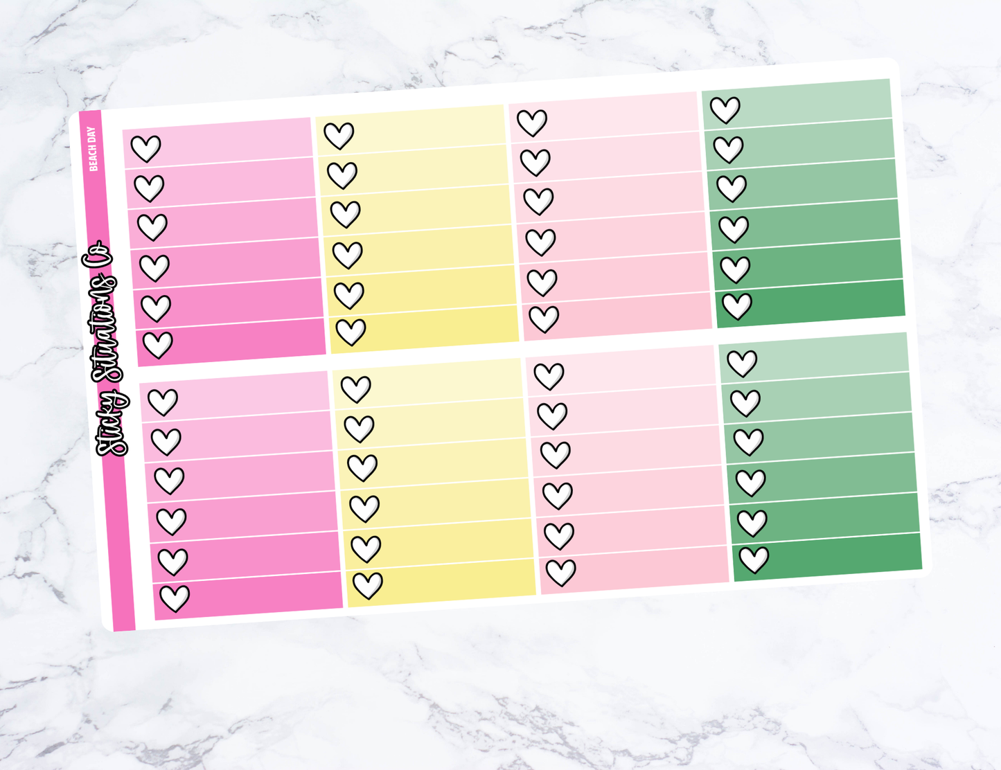 Beach Day Full Vertical Planner Sticker Kit – Fun and Bright Matte Stickers for Weekly Layouts | Perfect for Summer Planning