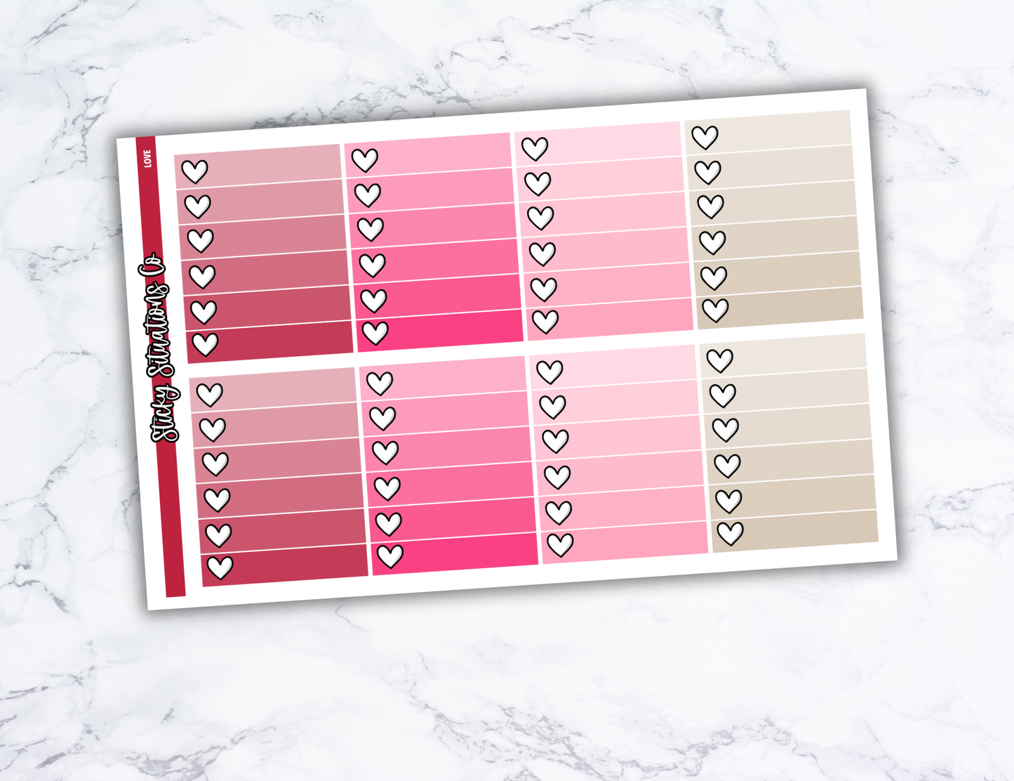 Love Full Vertical Planner Sticker Kit – Fun and Bright Matte Stickers for Weekly Layouts | Perfect for Valentines Day Planning