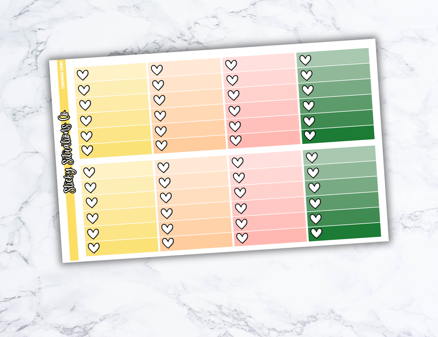 Lemonade Stand Full Vertical Planner Sticker Kit – Fun and Bright Matte Stickers for Weekly Layouts | Perfect for Summer Planning