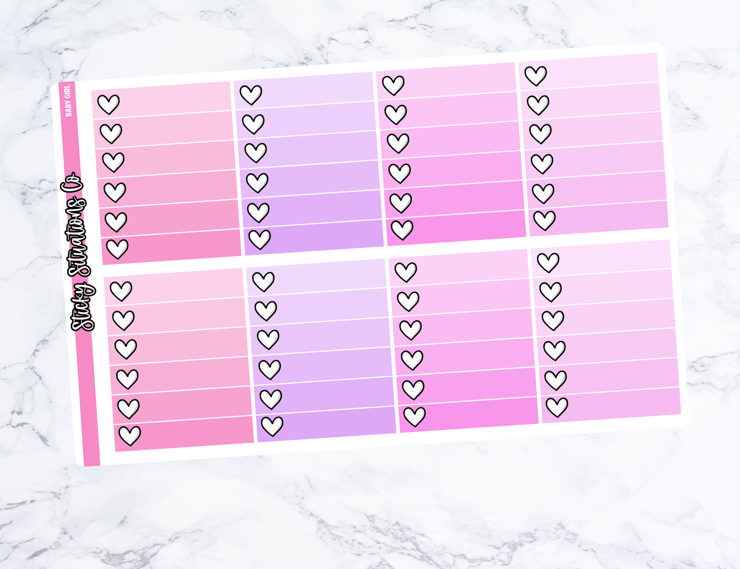 Baby Girl Full Vertical Planner Sticker Kit – Fun Matte Stickers for Weekly Layouts | Perfect for Baby Planning