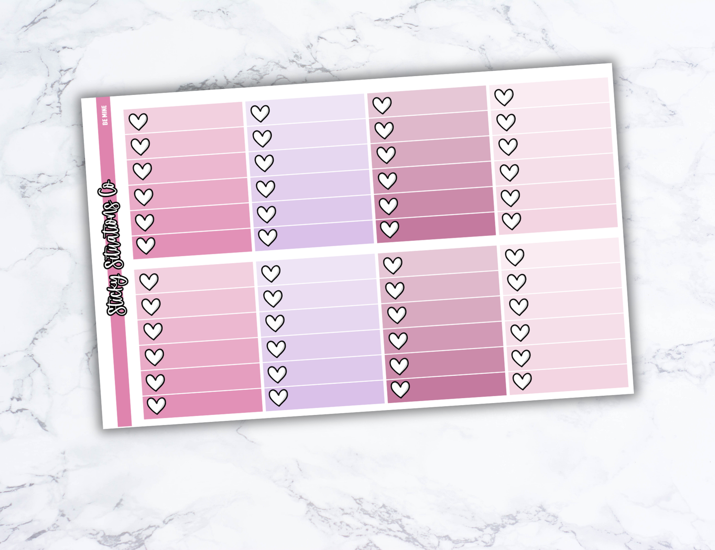 Be Mine Full Vertical Planner Sticker Kit – Fun and Bright Matte Stickers for Weekly Layouts | Perfect for Valentine's Day Planning