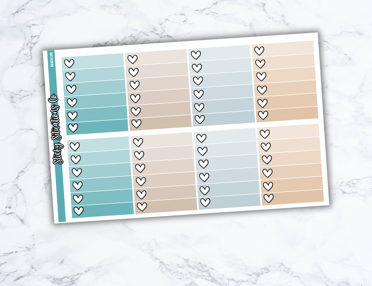 Beach Life Full Vertical Planner Sticker Kit – Fun and Bright Matte Stickers for Weekly Layouts | Perfect for Summer Planning