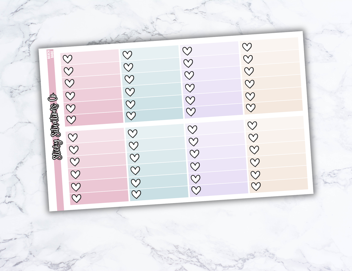 Beach Babe Full Vertical Planner Sticker Kit – Fun and Bright Matte Stickers for Weekly Layouts | Perfect for Summer Planning