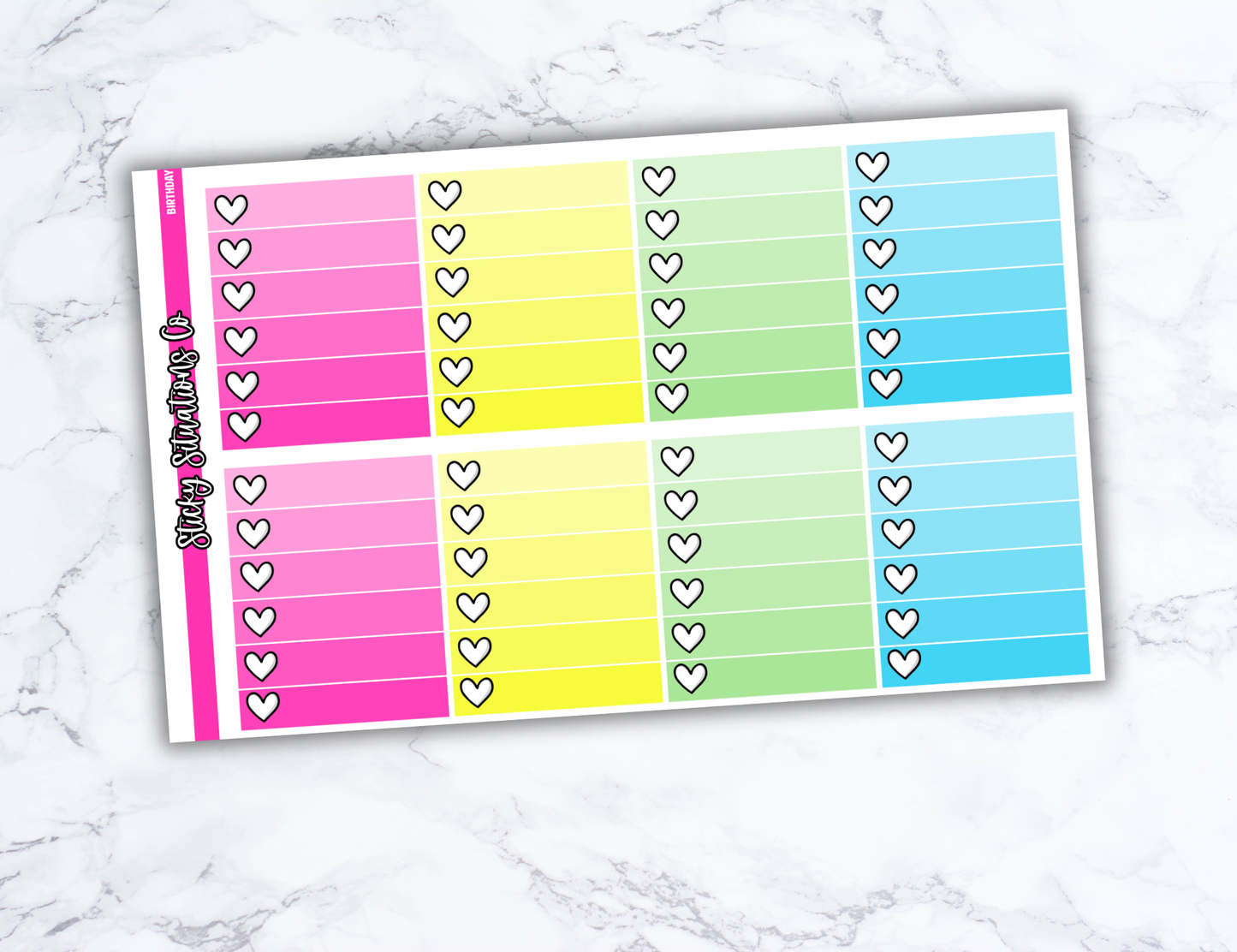 Birthday Full Vertical Planner Sticker Kit – Fun and Bright Matte Stickers for Weekly Layouts | Perfect for Birthday Planning