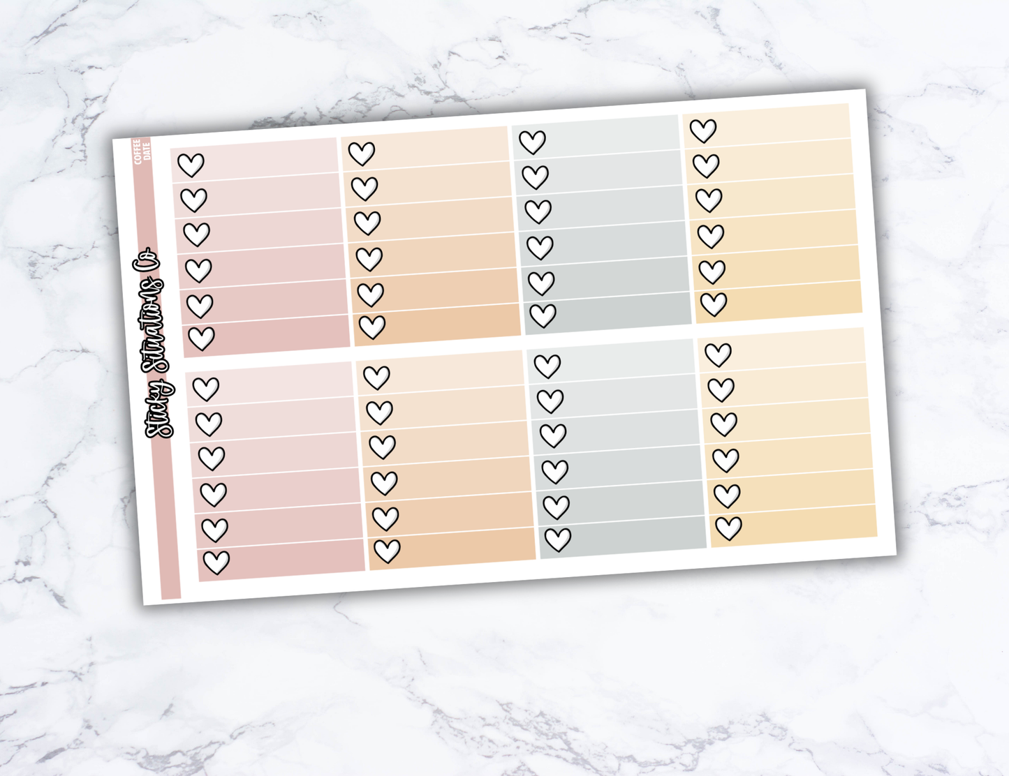 Coffee Date Full Vertical Planner Sticker Kit – Fun and Bright Matte Stickers for Weekly Layouts | Perfect for Every Day Planning