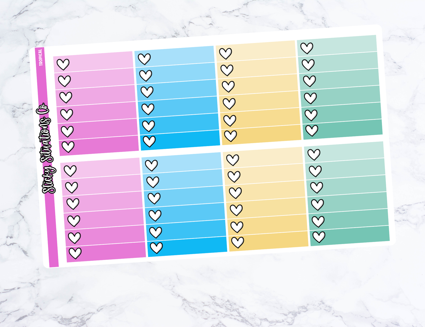 Tropical Full Vertical Planner Sticker Kit – Fun and Bright Matte Stickers for Weekly Layouts | Perfect for Summer Planning