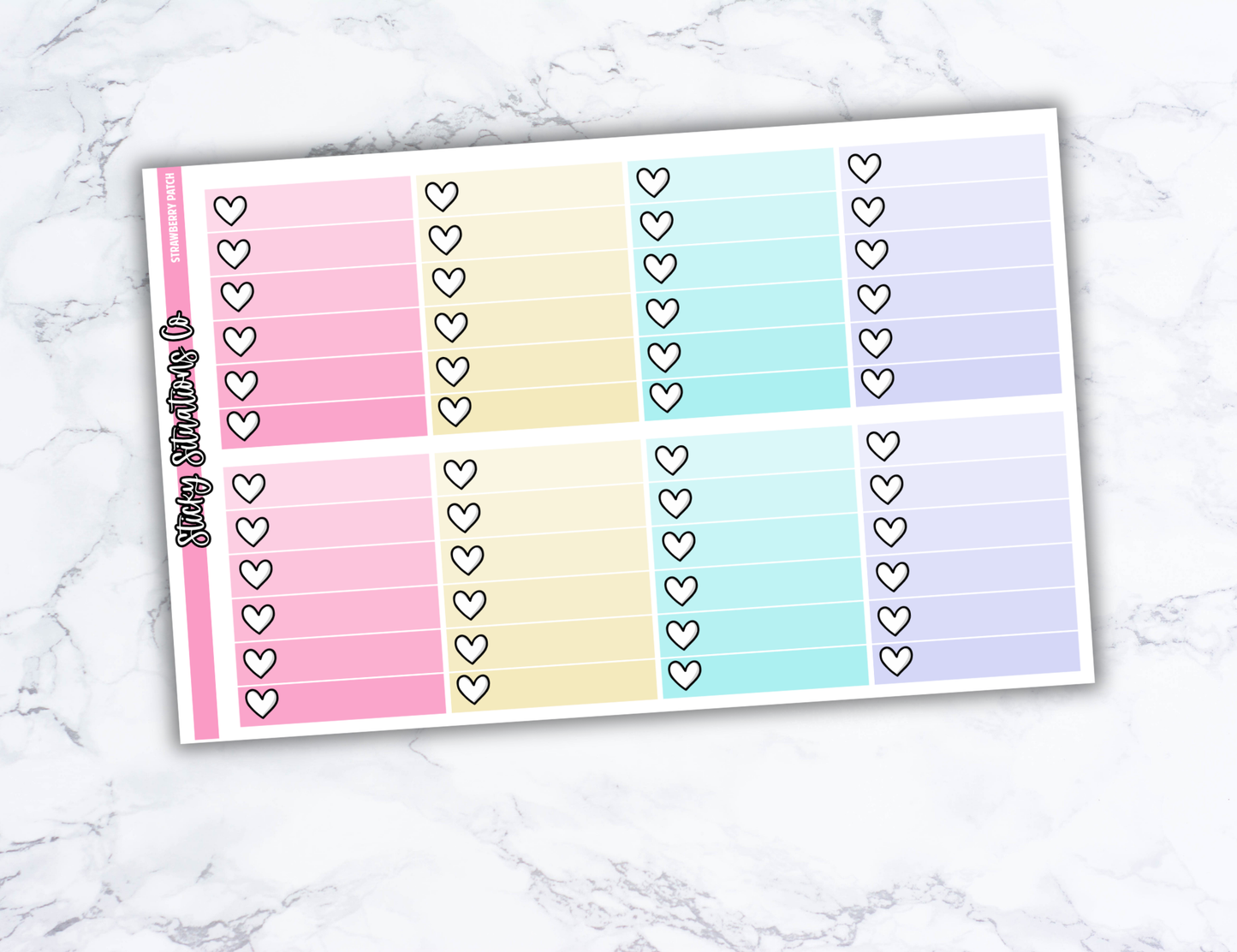 Strawberry Patch Full Vertical Planner Sticker Kit – Fun and Bright Matte Stickers for Weekly Layouts | Perfect for Summer Planning