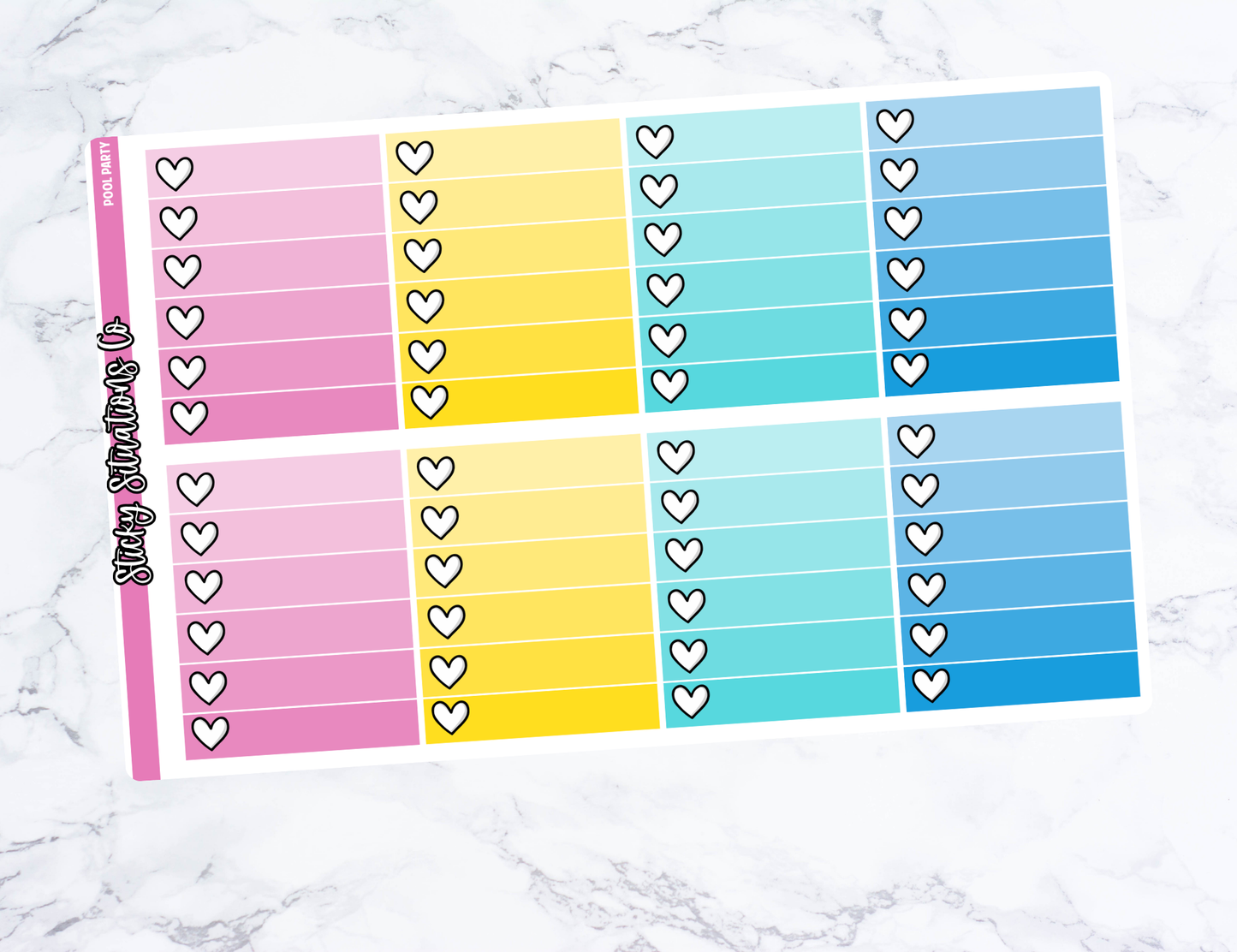 Pool Party Full Vertical Planner Sticker Kit – Fun and Bright Matte Stickers for Weekly Layouts | Perfect for Summer Planning