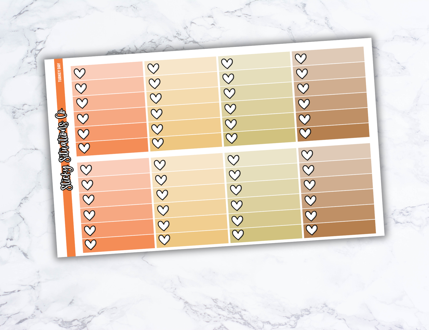 Turkey Day Full Vertical Planner Sticker Kit – Fun and Bright Matte Stickers for Weekly Layouts | Perfect for Thanksgiving Planning