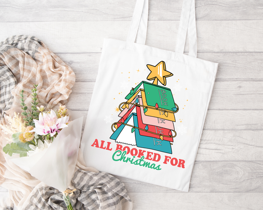 All Booked For Christmas Sublimated Tote Bag