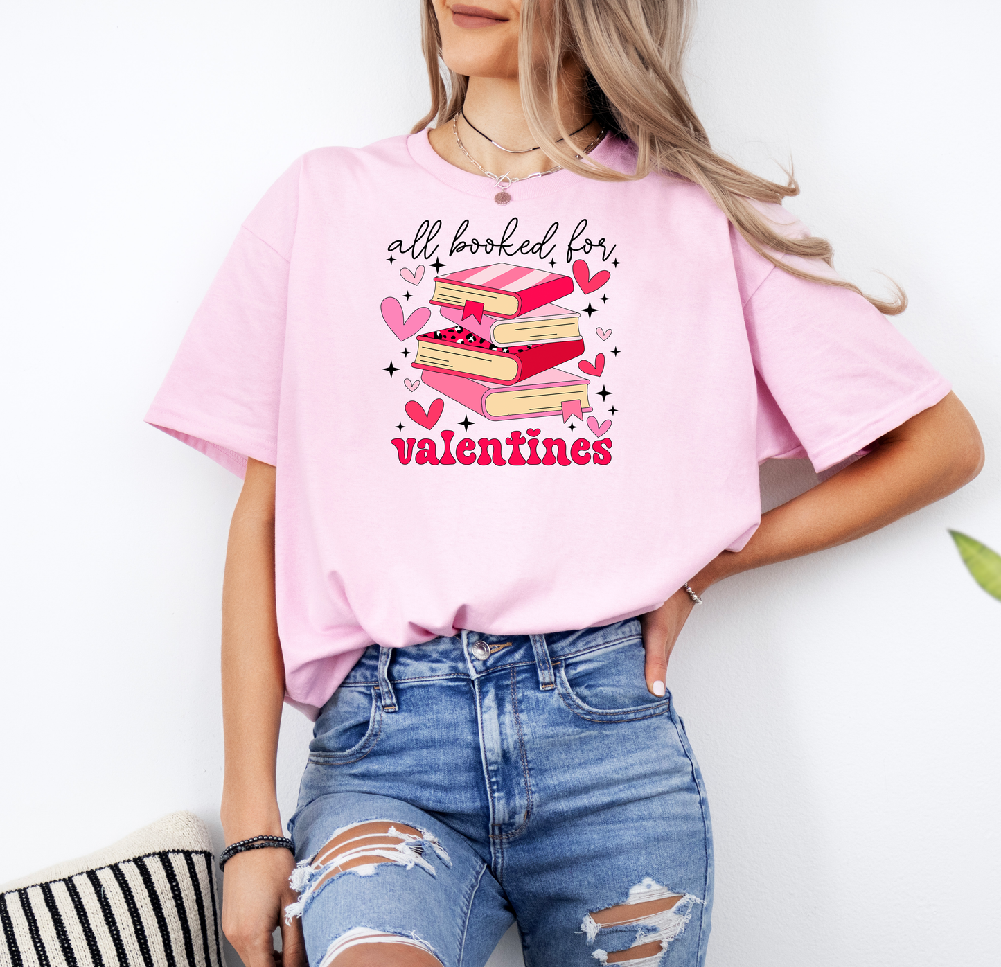 All Booked For Valentines | Gildan G500 Heavy Cotton T-Shirt with Custom DTF Transfer Design