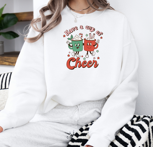 Have a Cup of Cheer | Gildan G180 Heavy Blend Fleece Crew with DTF Transfer Design