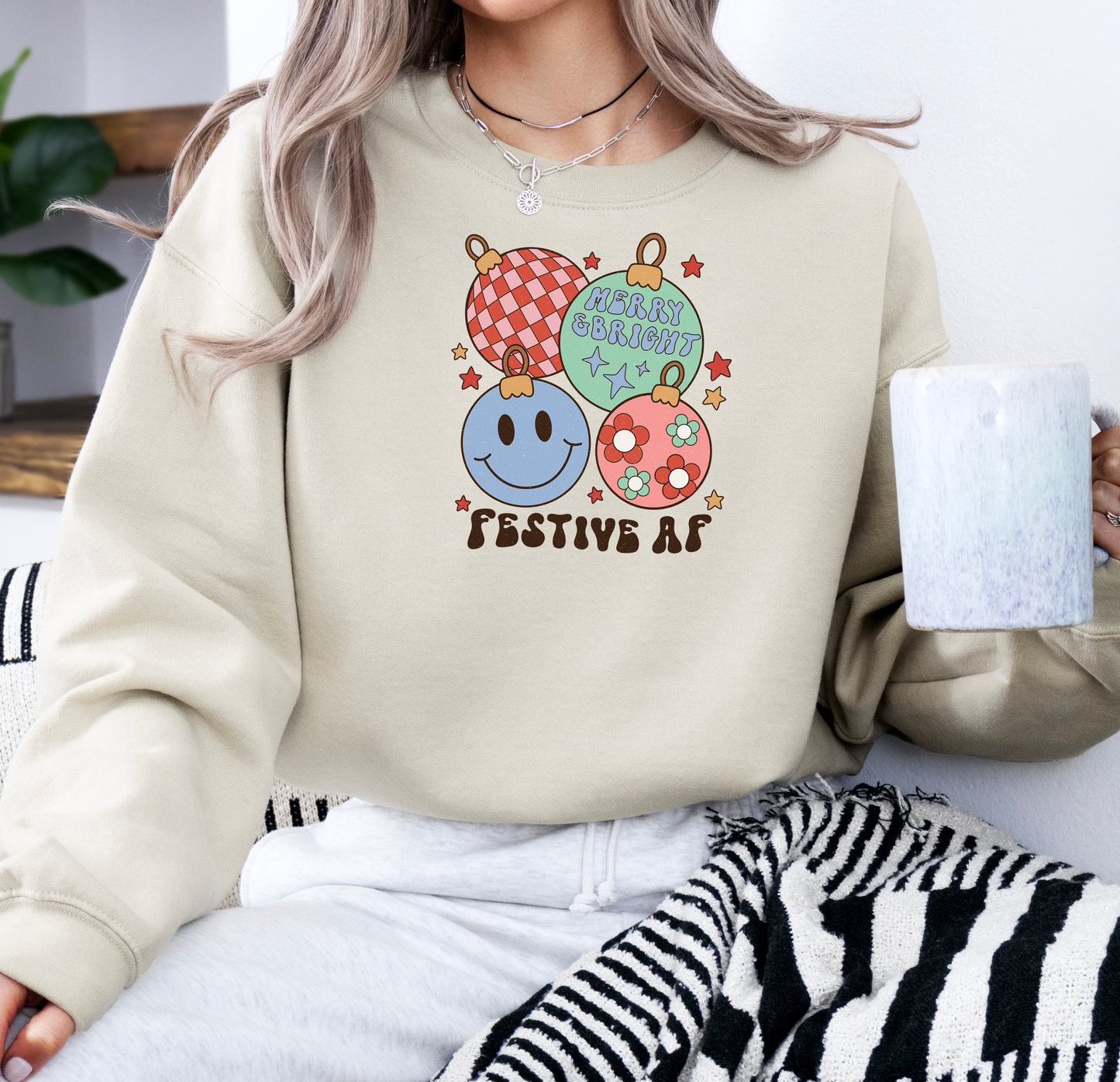 Festive AF | Gildan G180 Heavy Blend Fleece Crew with DTF Transfer Design