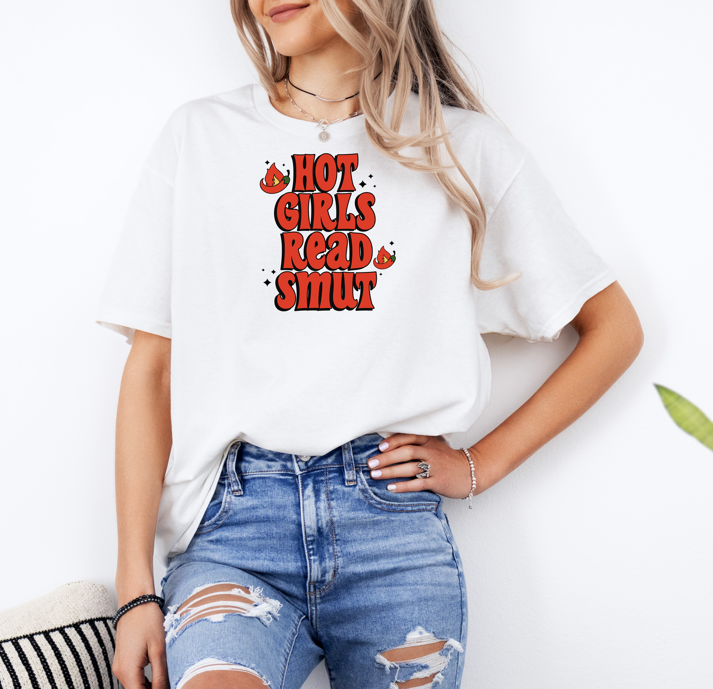 Hot Girls Read Smut | Gildan G500 Heavy Cotton T-Shirt with Custom DTF Transfer Design