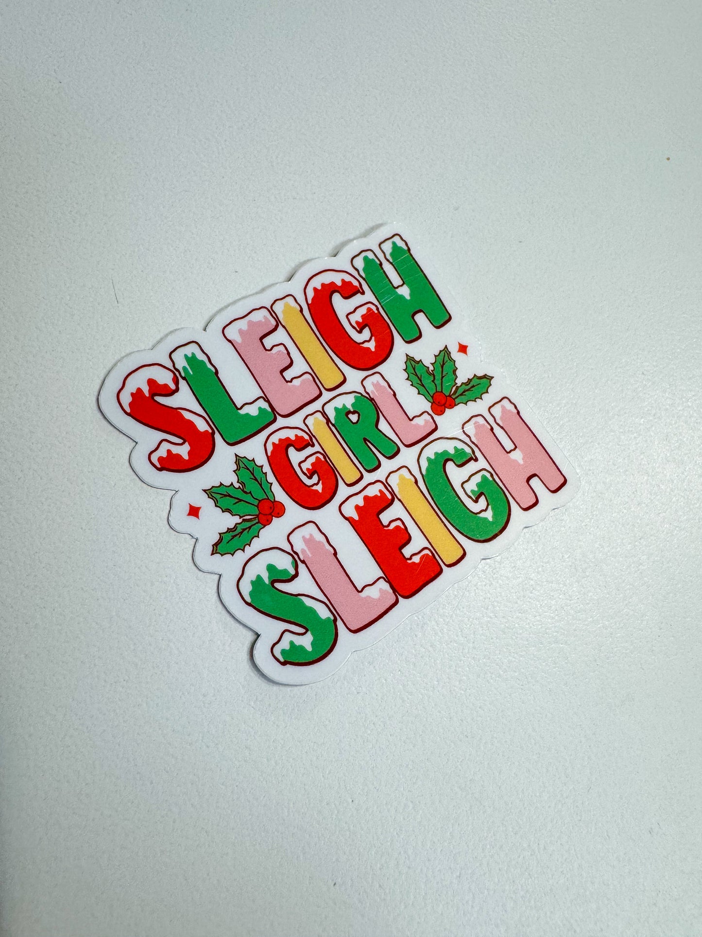 Sleigh Girl Sleigh Vinyl Sticker | Water-Resistant Vinyl Sticker | Durable, High-Quality Self-Adhesive