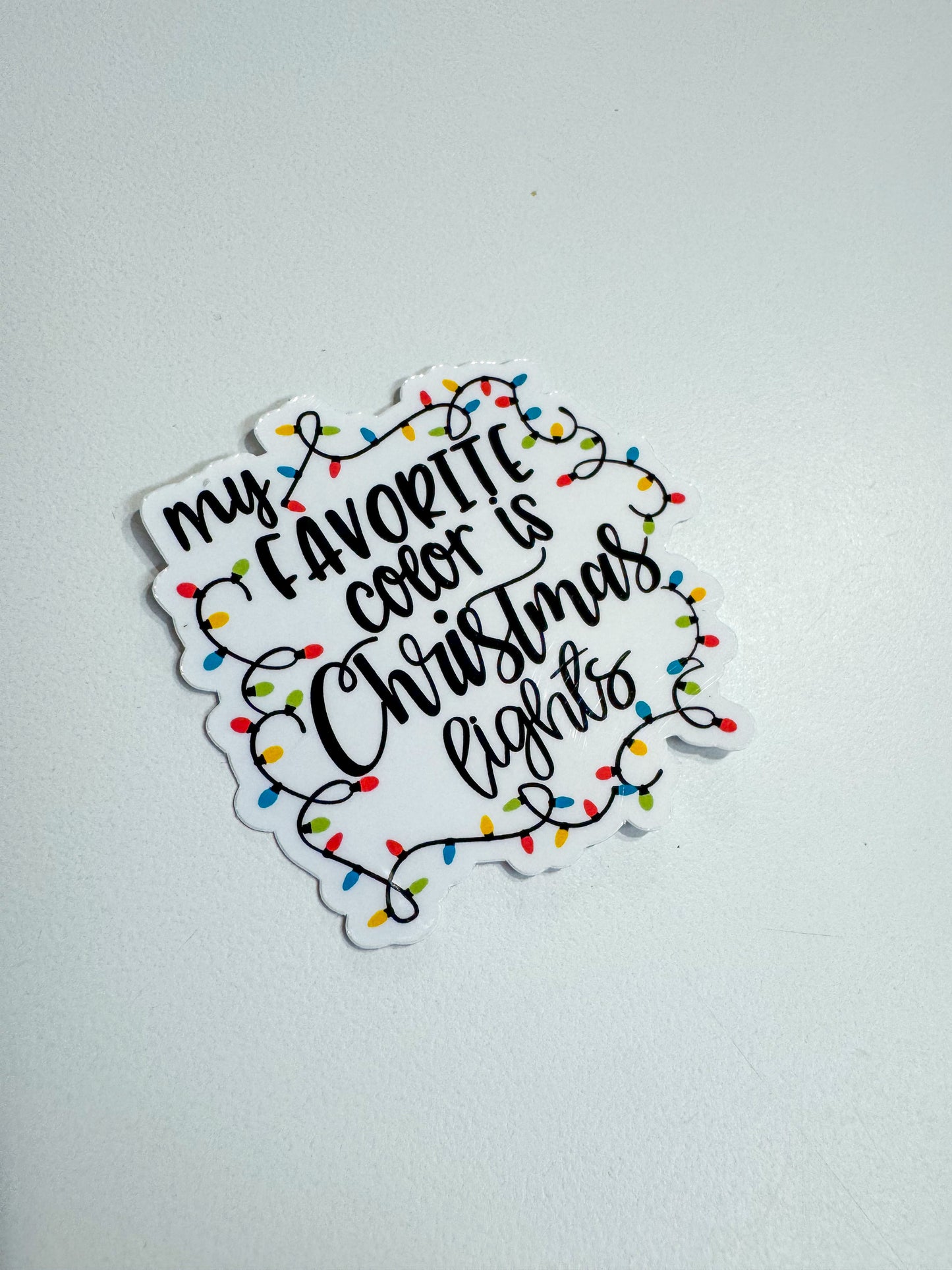 My Favorite Color is Christmas Lights Vinyl Sticker | Water-Resistant Vinyl Sticker | Durable, High-Quality Self-Adhesive