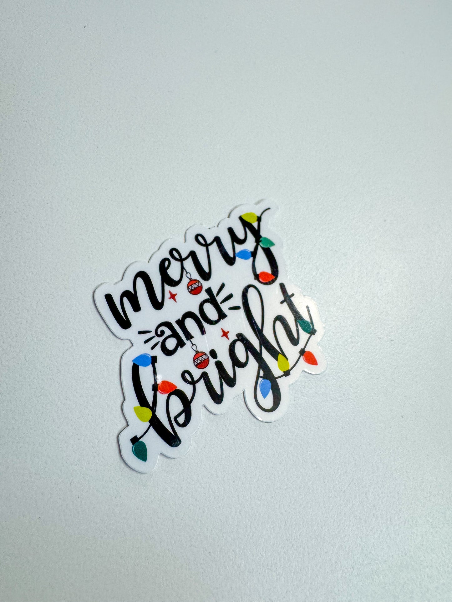 Merry and Bright Vinyl Sticker | Water-Resistant Vinyl Sticker | Durable, High-Quality Self-Adhesive