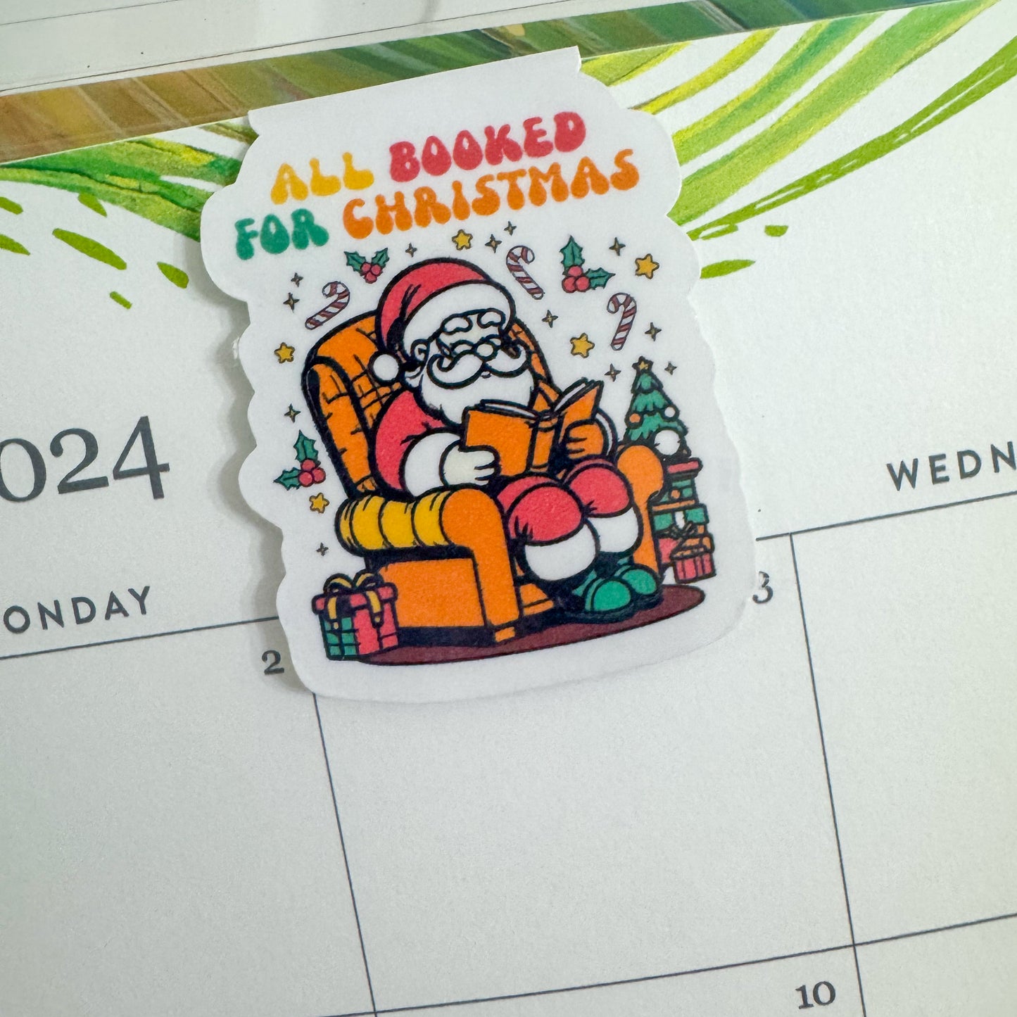 All Booked For Christmas Santa Magnetic Bookmarks | Durable, Laminated Cardstock with Strong Magnets