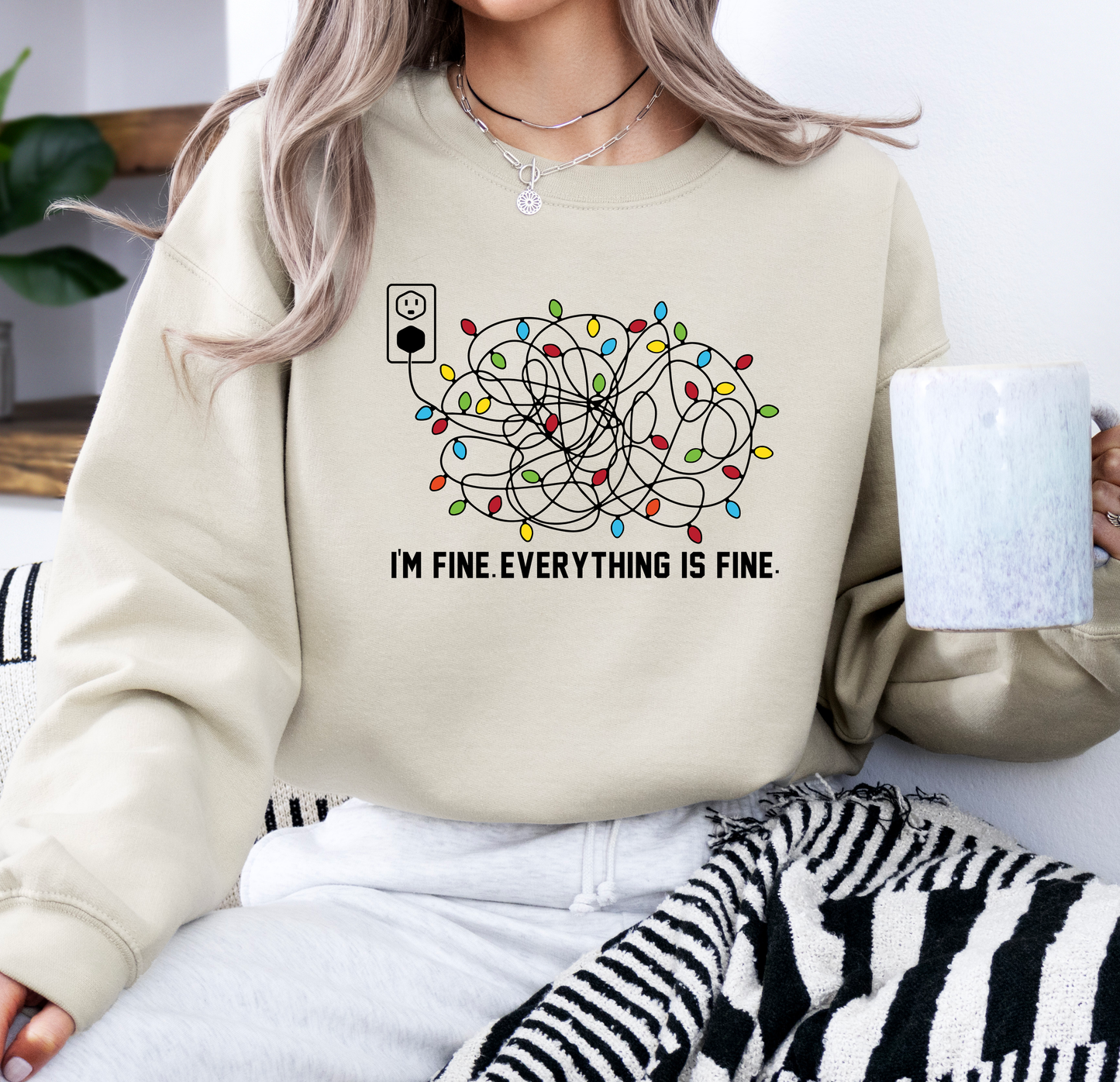 I'm Fine. Everything is Fine. | Gildan G180 Heavy Blend Fleece Crew with DTF Transfer Design