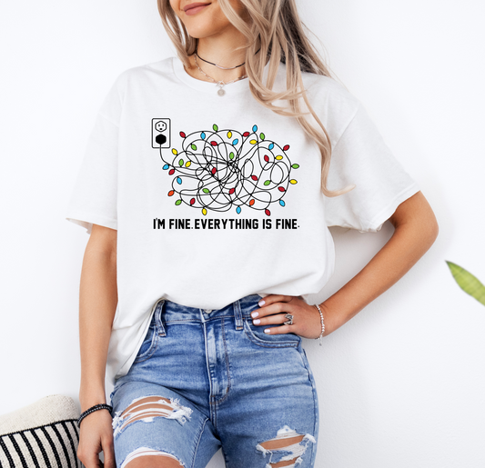 I'm Fine. Everything is Fine | Gildan G500 Heavy Cotton T-Shirt with Custom DTF Transfer Design