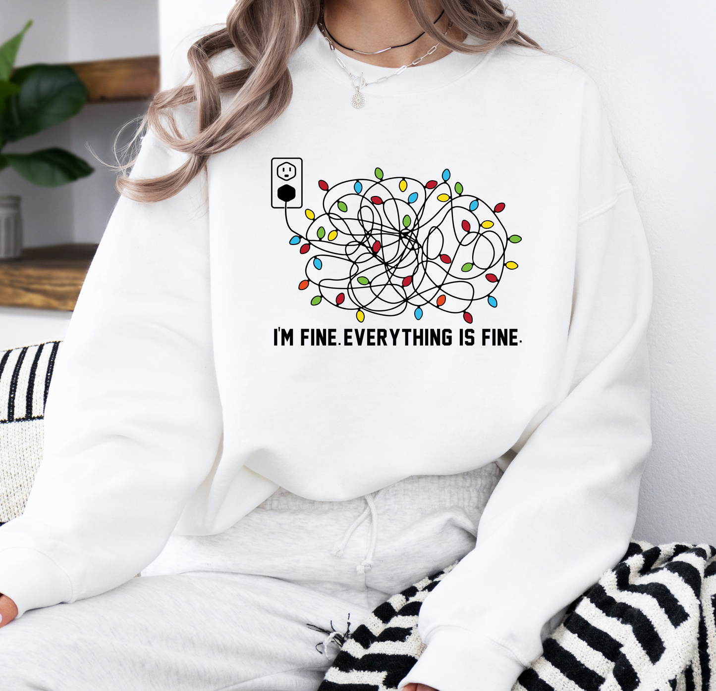 I'm Fine. Everything is Fine. | Gildan G180 Heavy Blend Fleece Crew with DTF Transfer Design