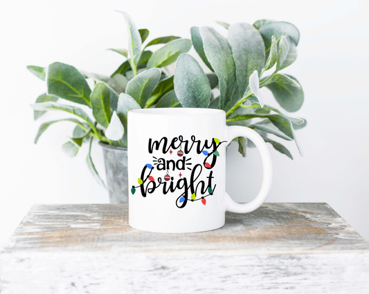 Merry and Bright Sublimated Coffee Mug - 11oz Ceramic Mug