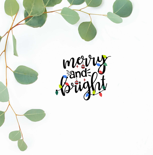 Merry and Bright Vinyl Sticker | Water-Resistant Vinyl Sticker | Durable, High-Quality Self-Adhesive