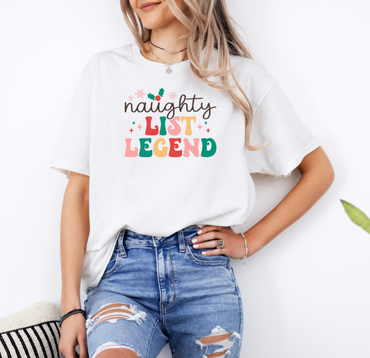 Naughty List Legend | Gildan G500 Heavy Cotton T-Shirt with Custom DTF Transfer Design