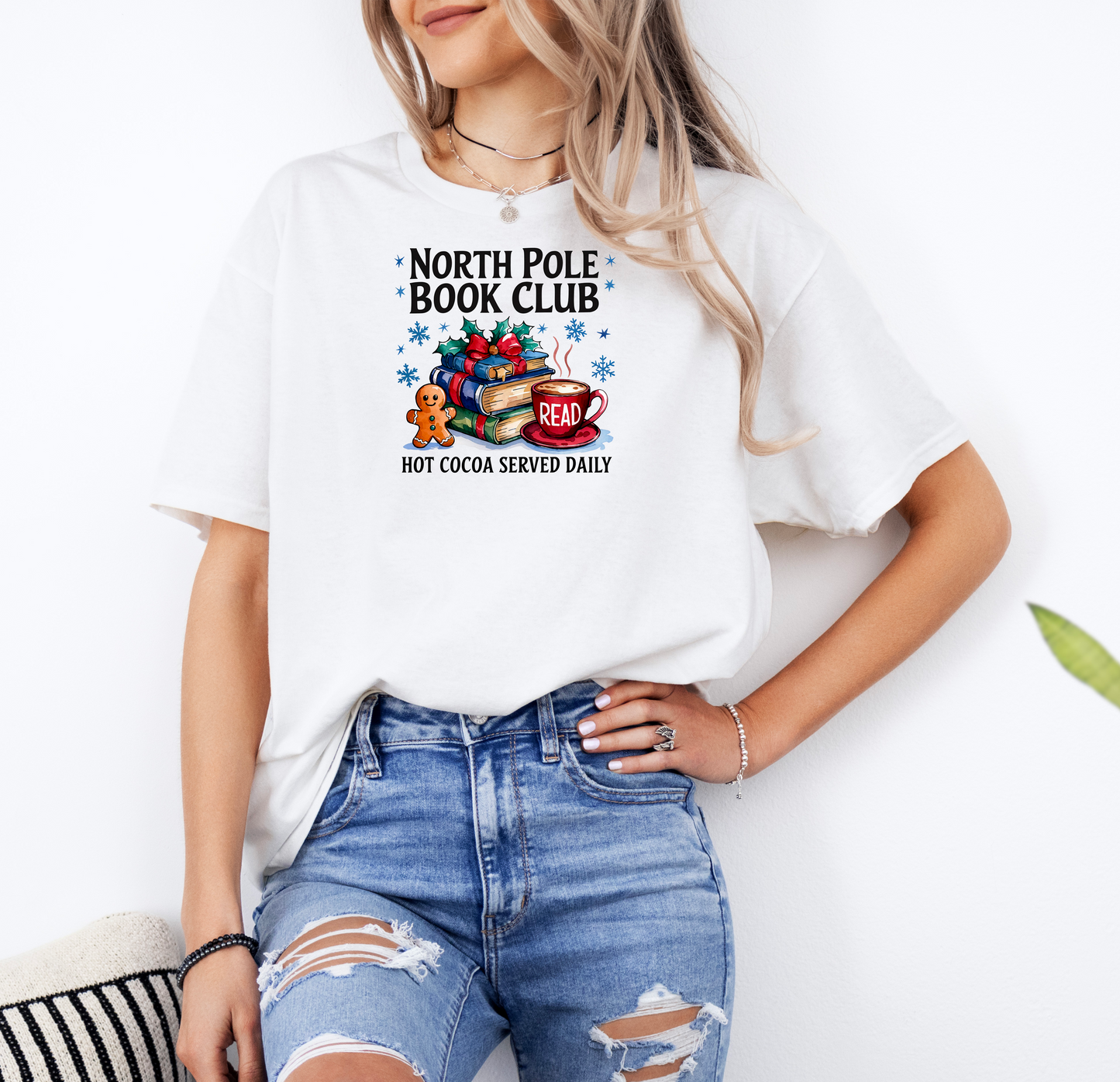 North Pole Book Club | Gildan G500 Heavy Cotton T-Shirt with Custom DTF Transfer Design