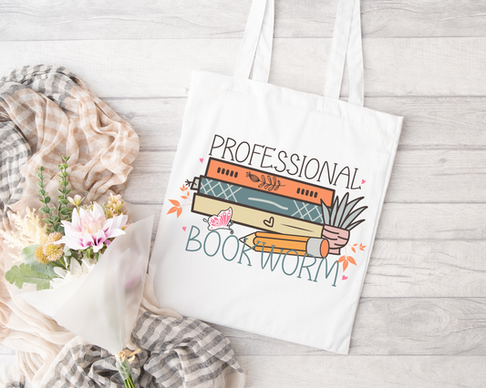 Professional Book Worm Sublimated Tote Bag