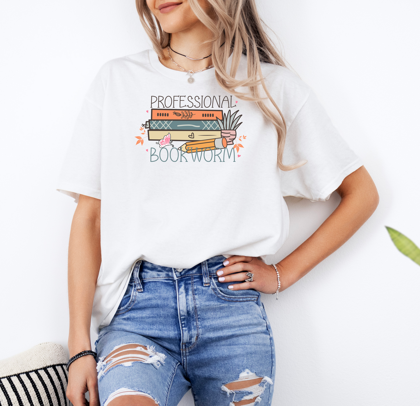 Professional Bookworm | Gildan G500 Heavy Cotton T-Shirt with Custom DTF Transfer Design