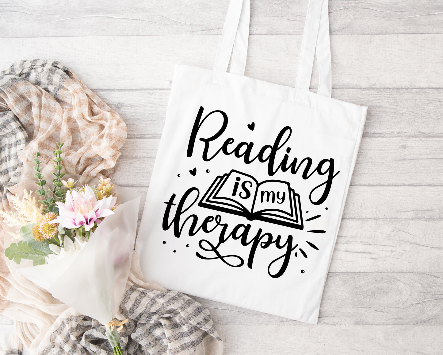 Reading is My Therapy Sublimated Tote Bag