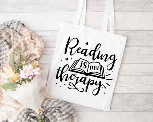 Reading is My Therapy Sublimated Tote Bag